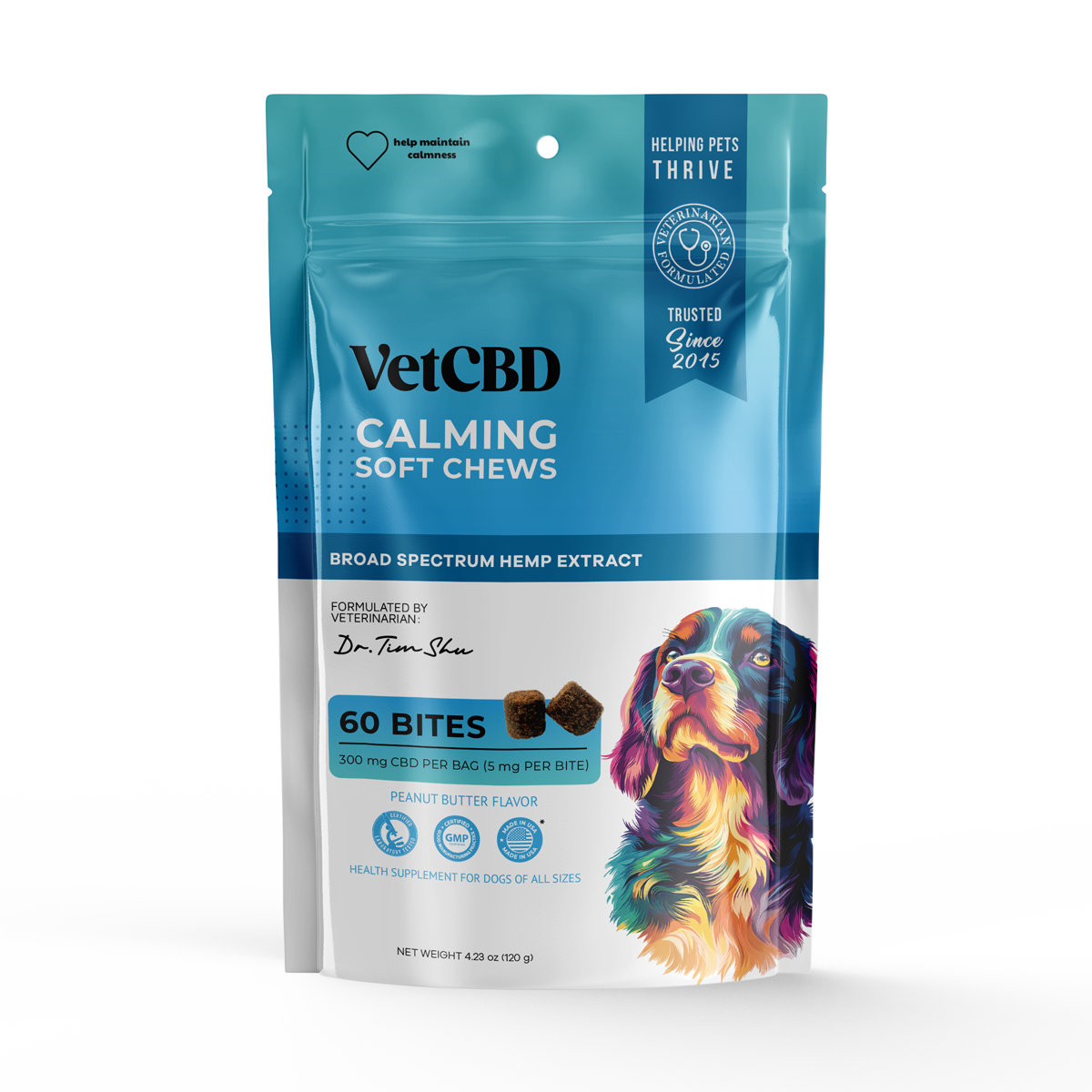 VetCBD Peanut Butter Calming Chew 60 Pack