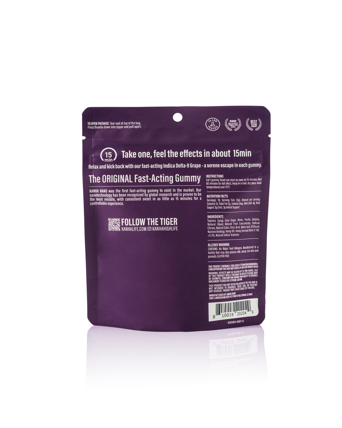 Kanha Grape Nano Indica Gummies 15mg