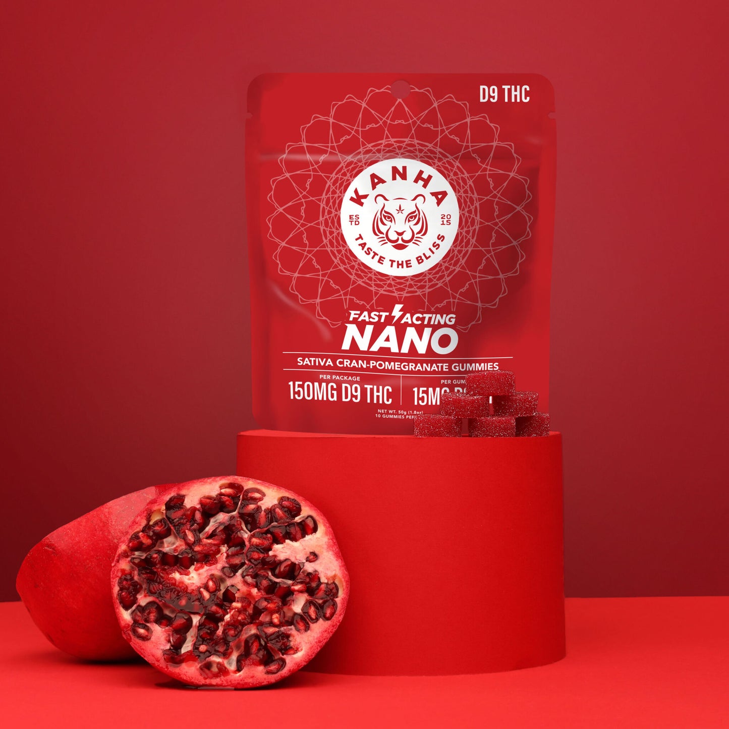 Kanha Cran-Pomegranate Nano Sativa Gummies 15mg
