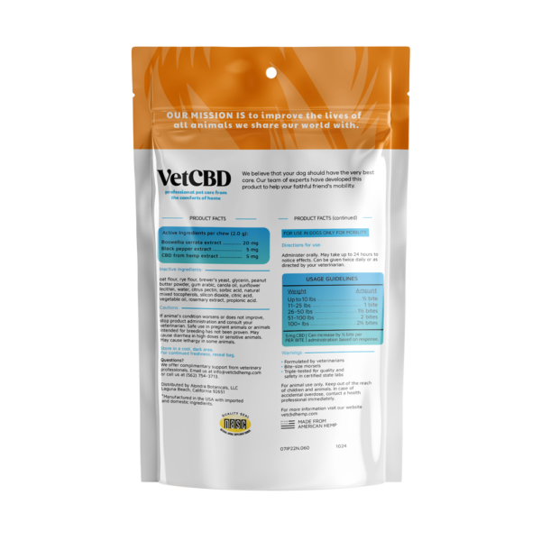 VetCBD Peanut Butter Mobility Chew 60 Pack