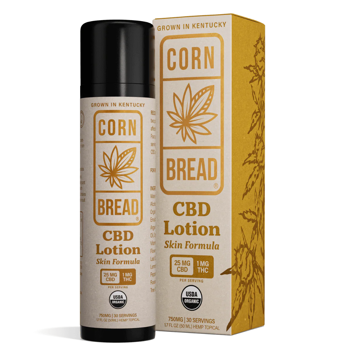 Cornbread CBD Lotion Skin Formula 25mg CBD 1mg THC
