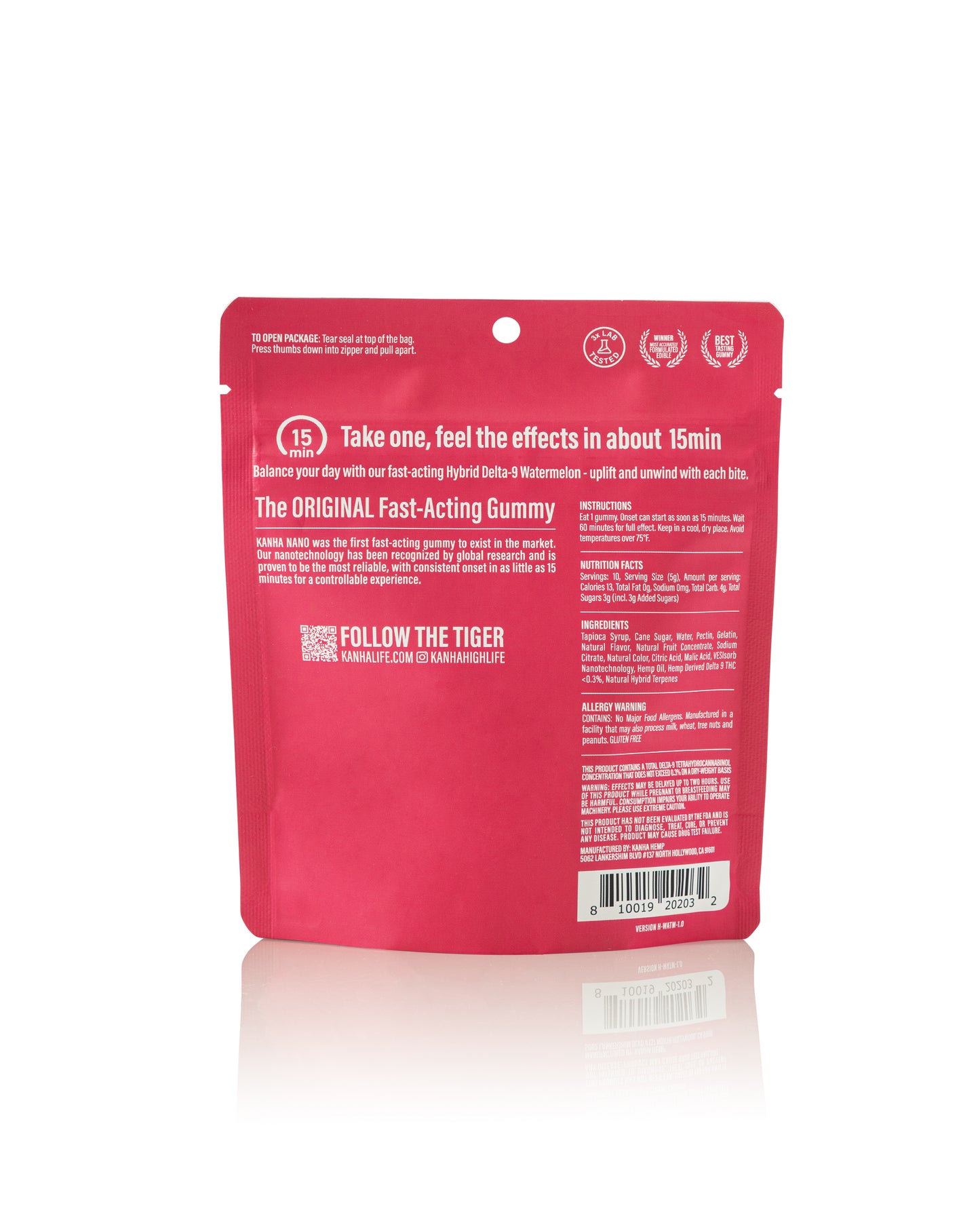 Kanha Watermelon Nano Hybrid Gummies 15mg