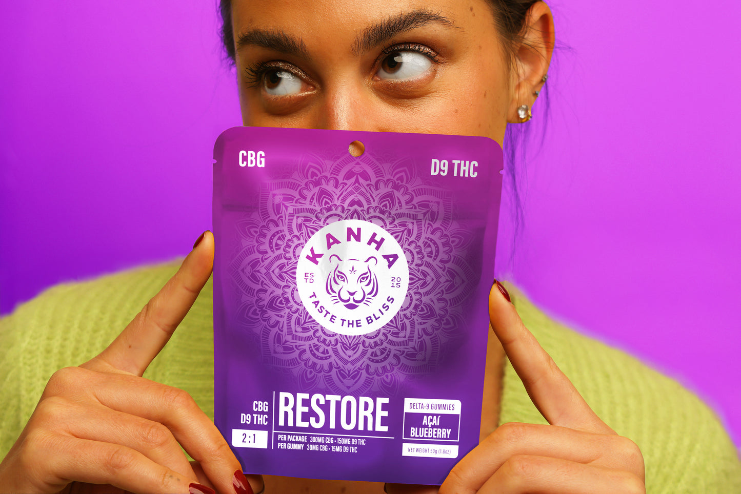 Kanha Acai Blueberry FX Restore Gummies 15mg